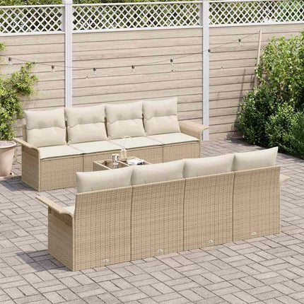 Havesofa Sæt 9 stk. 8-Antal sæder Beige og creme polyrattan