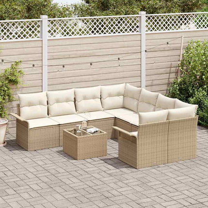 Havesofa Sæt 9 stk. Beige og creme polyrattan