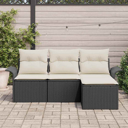 Havesofa Sæt 4 stk. Sort polyrattan