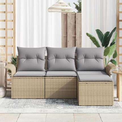 Havesofa Sæt 4 stk. Beige polyrattan