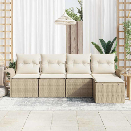 Havesofa Sæt 5 stk. Beige polyrattan