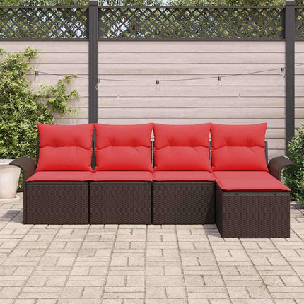 Havesofa Sæt med opbevaring 5 pcs Brun polyrattan