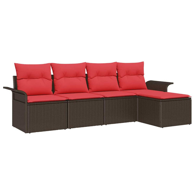 Havesofa Sæt med opbevaring 5 pcs Brun polyrattan