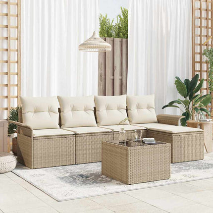 Havesofa Sæt 6 stk. Beige polyrattan