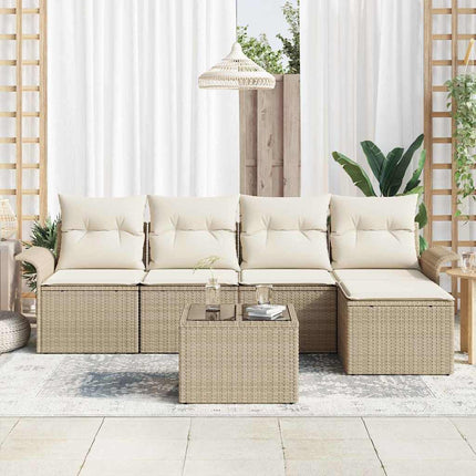 Havesofa Sæt 6 stk. Beige polyrattan