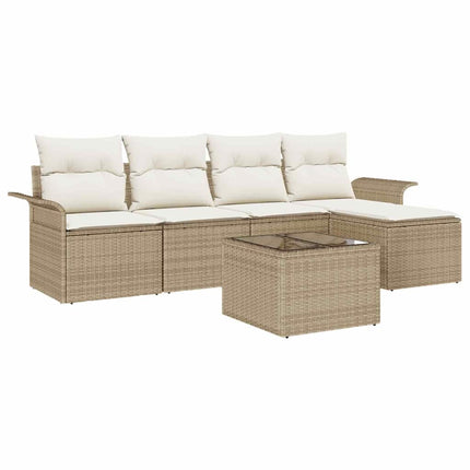 Havesofa Sæt 6 stk. Beige polyrattan