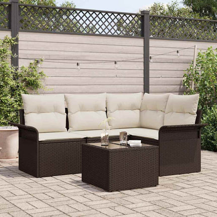 Havesofa Sæt 5 stk. Brun polyrattan