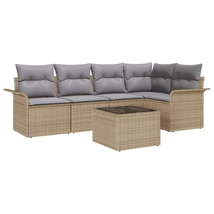 Havesofa Sæt 6 stk. Beige polyrattan