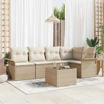 Havesofa Sæt 6 stk. Beige polyrattan