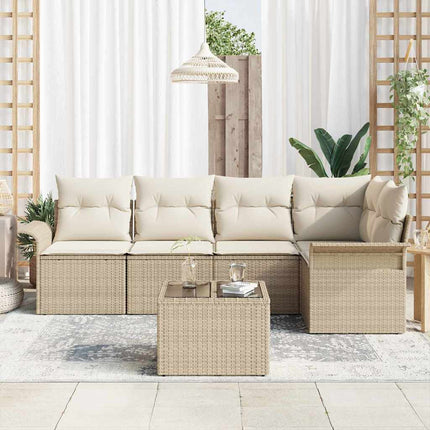 Havesofa Sæt 6 stk. Beige polyrattan