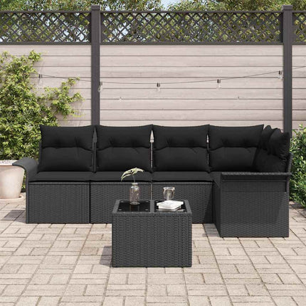 Havesofa Sæt 6 stk. Sort polyrattan