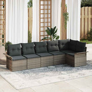 Havesofa Sæt med pude med opbevaring 6 pcs Grå Poly rattan