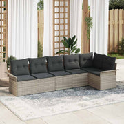 Havesofa Sæt med opbevaring 6 pcs Lysegrå polyrattan