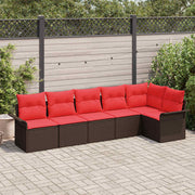Havesofa Sæt med opbevaring 6 pcs Brun polyrattan