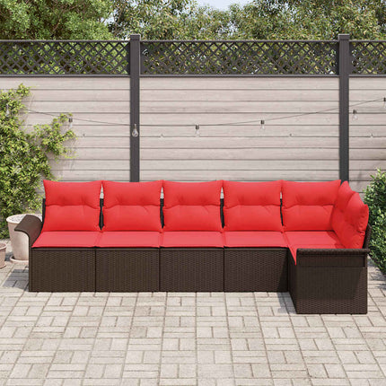 Havesofa Sæt 6 stk. Brun polyrattan