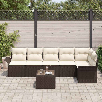 Havesofa Sæt 7 stk. Brun polyrattan