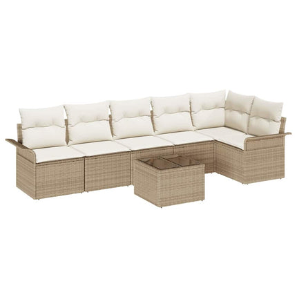 Havesofa Sæt 7 stk. Beige polyrattan