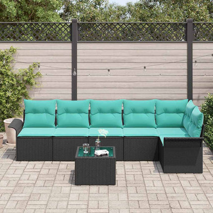 Havesofa Sæt 7 stk. Sort polyrattan