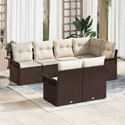 Havesofa Sæt med pude med opbevaring 7 pcs Brun Poly rattan