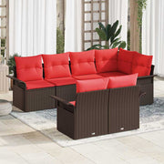 Havesofa Sæt med pude med opbevaring 7 pcs Brun Poly rattan