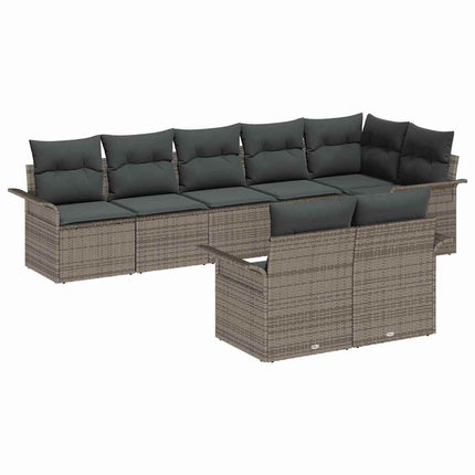 Havesofa Sæt med opbevaring 8 pcs Grå polyrattan