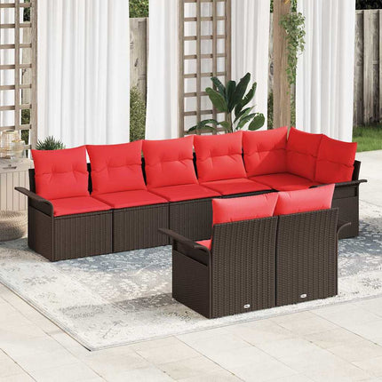 Havesofa Sæt med opbevaring 8 pcs Brun polyrattan
