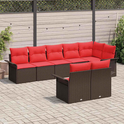 Havesofa Sæt med opbevaring 8 pcs Brun polyrattan
