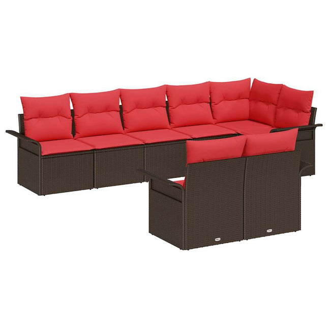 Havesofa Sæt med opbevaring 8 pcs Brun polyrattan