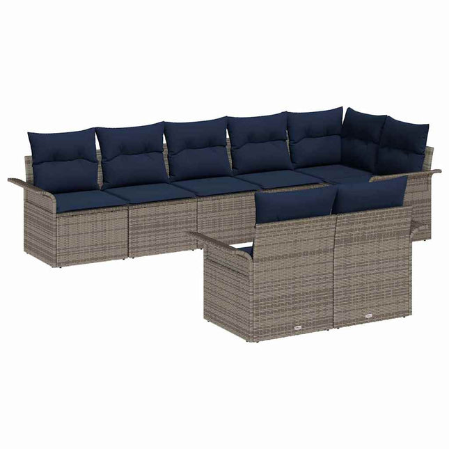Havesofa Sæt med opbevaring 8 pcs Grå polyrattan