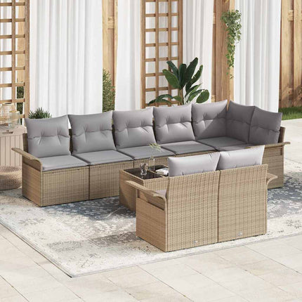 Havesofa Sæt med opbevaring 9 pcs Beige polyrattan