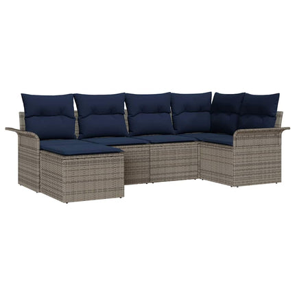 Havesofa Sæt med opbevaring 6 pcs Grå polyrattan