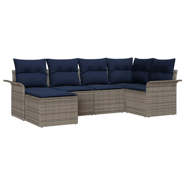 Havesofa Sæt med opbevaring 6 pcs Grå polyrattan