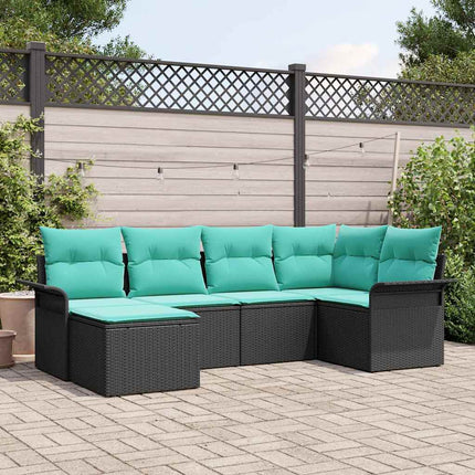 Havesofa Sæt med opbevaring 6 pcs Sort polyrattan