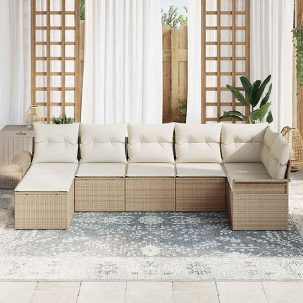 Havesofa Sæt 7 stk. Beige polyrattan