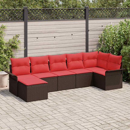 Havesofa Sæt med opbevaring 7 pcs Beige polyrattan