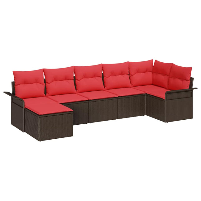 Havesofa Sæt med opbevaring 7 pcs Beige polyrattan
