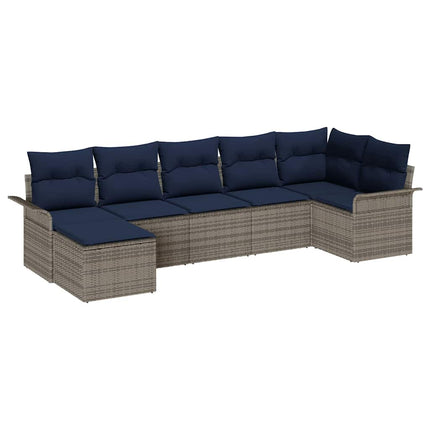 Havesofa Sæt med opbevaring 7 pcs Lysegrå polyrattan