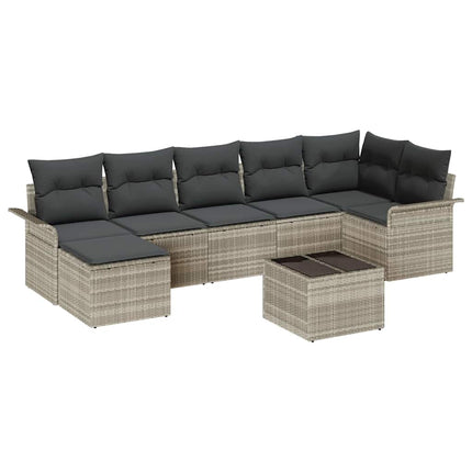 Havesofa Sæt 8 stk. Lysegrå polyrattan