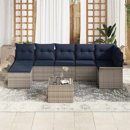 Havesofa Sæt med opbevaring 8 pcs Grå polyrattan