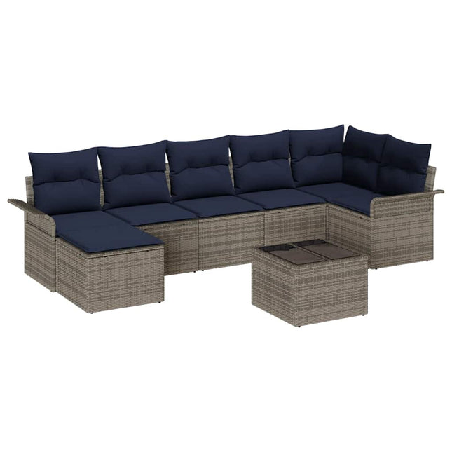 Havesofa Sæt med opbevaring 8 pcs Grå polyrattan