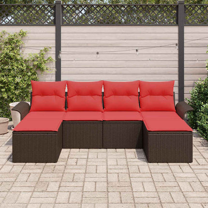 Havesofa Sæt 6 stk. Brun Poly rattan