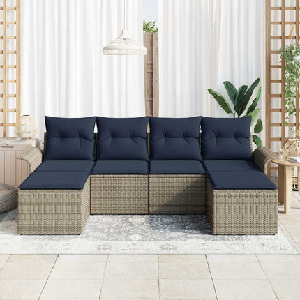 Havesofa Sæt 6 stk. Grå Poly rattan