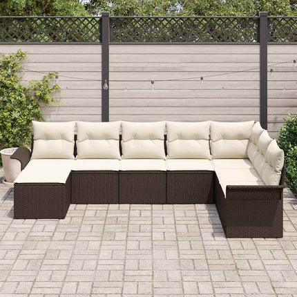 Havesofa Sæt 8 stk. Brun Poly rattan