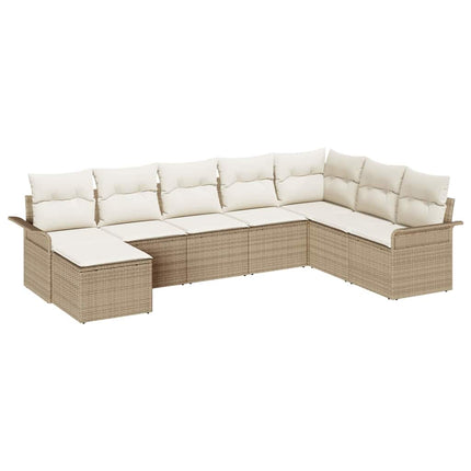 Havesofa Sæt 8 stk. Beige Poly rattan
