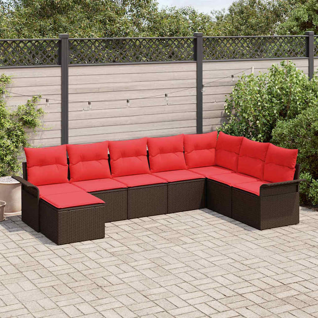 Havesofa Sæt med pude med opbevaring 8 pcs Beige Poly rattan