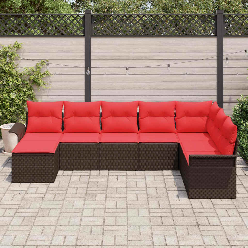 Havesofa Sæt med pude med opbevaring 8 pcs Beige Poly rattan