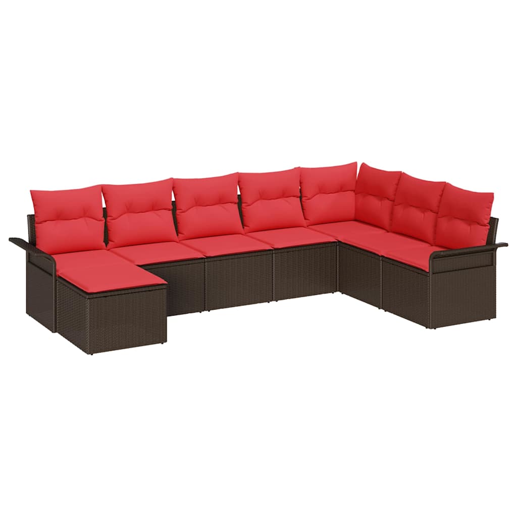 Havesofa Sæt med pude med opbevaring 8 pcs Beige Poly rattan