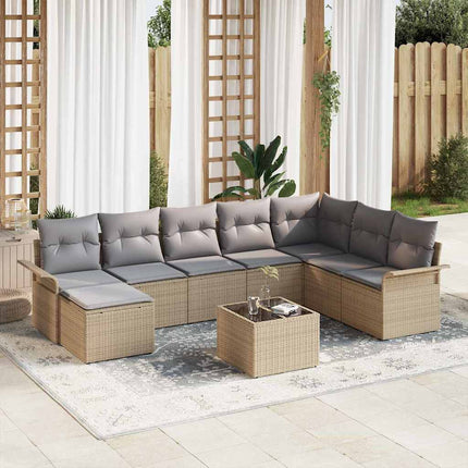 Havesofa Sæt 9 stk. Sort Poly rattan