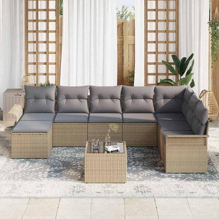 Havesofa Sæt 9 stk. Sort Poly rattan