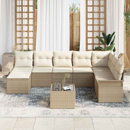 Havesofa Sæt 9 stk. Brun Poly rattan